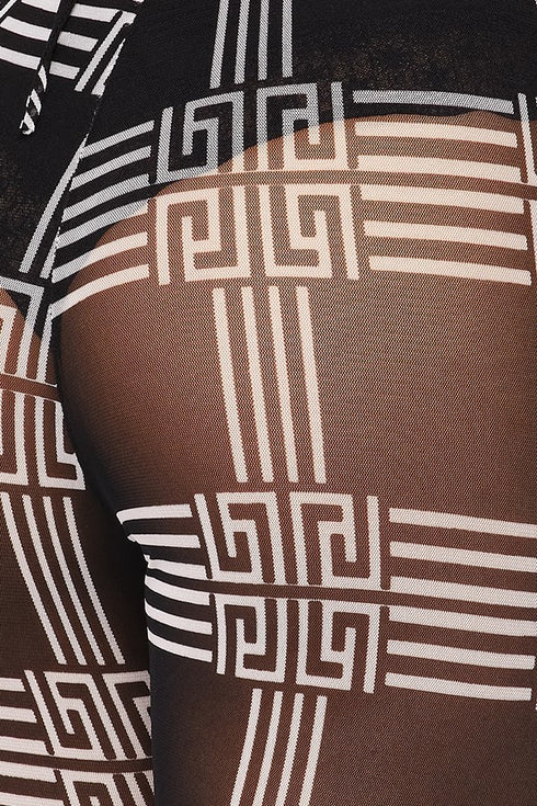 2 Pc. Printed Mesh Bra Top & Pants - Black & White - SohoGirl.com